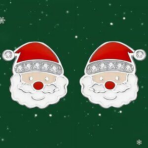 Stainless Steel SANTA CLAUS Christmas Stud Earrings